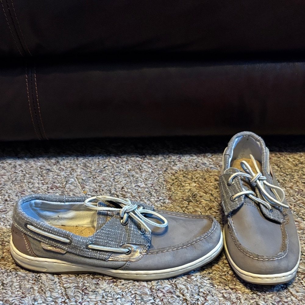 Sperry Top-sided Women’s Gray Boat Shoes Silver sparkle